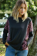 Load image into Gallery viewer, Leopard Print Color Block Dolman Loose Fit Top
