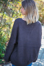 Load image into Gallery viewer, Charcoal Texture Patterned Bubble Sleeve Sweater
