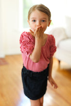 Load image into Gallery viewer, Kids Lovely Rose Ruffle Sleeve Side Slit Top

