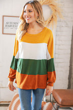 Load image into Gallery viewer, Mustard &amp; Green Color Block Hacci Knit Top
