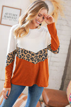 Load image into Gallery viewer, Rust Leopard Waffle Chevron Brushed Hacci Knit Top
