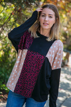 Load image into Gallery viewer, Cashmere Feel Leopard Patch Work Dolman Top
