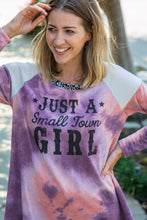 Load image into Gallery viewer, Small Town Girl Graphic Tie Dye Raglan Top

