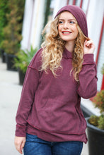 Load image into Gallery viewer, A New Day Burgundy Mineral Wash Rib Knit Hoodie
