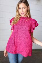 Load image into Gallery viewer, Fandango Leopard Print Mock Neck Flutter Sleeve Top
