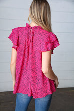 Load image into Gallery viewer, Fandango Leopard Print Mock Neck Flutter Sleeve Top
