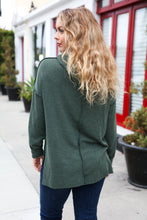 Load image into Gallery viewer, A New Day Forest Green Mineral Wash Rib Knit Hoodie
