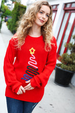 Load image into Gallery viewer, All I Want Red Christmas Tree Lurex Embroidery Sweater
