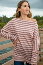 Load image into Gallery viewer, Solid Stripe Boat Neck Dolman Tunic Top

