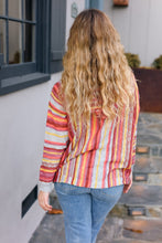 Load image into Gallery viewer, Be Bold Coral &amp; Sienna Stripe Pullover Notched Neck Hoodie
