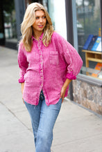 Load image into Gallery viewer, Magenta Washed Cotton Gauze Button Down Shirt
