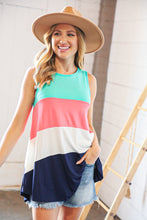 Load image into Gallery viewer, Mint Color Block Sleeveless Tunic Top
