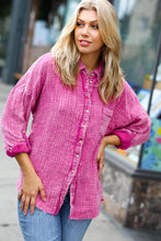 Load image into Gallery viewer, Magenta Washed Cotton Gauze Button Down Shirt
