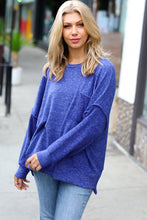 Load image into Gallery viewer, Electric Blue Now&#39;s the Time Mélange Sweater
