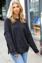 Load image into Gallery viewer, Stay Awhile Charcoal Drop Shoulder Melange Sweater
