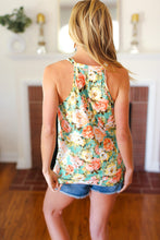 Load image into Gallery viewer, Seafoam Green Floral Halter Neck Tank Top
