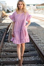 Load image into Gallery viewer, Red Ruffle Tiered Gingham Cotton Pocketed Dress
