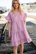 Load image into Gallery viewer, Red Ruffle Tiered Gingham Cotton Pocketed Dress
