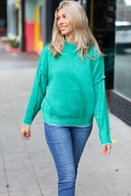Load image into Gallery viewer, Chic Pursuits Kelly Green Chenille Raw Seam Mock Neck Sweater
