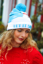 Load image into Gallery viewer, &quot;Let It Snow&quot; Snowman Pom-Pom Beanie
