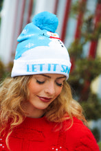 Load image into Gallery viewer, &quot;Let It Snow&quot; Snowman Pom-Pom Beanie
