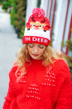 Load image into Gallery viewer, &quot;Oh Deer&quot; Rudolph Reindeer Pom-Pom Beanie
