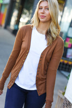 Load image into Gallery viewer, Day On The Town Camel Snap Button Rib Detail Cardigan
