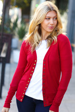Load image into Gallery viewer, Day On The Town Red Snap Button Rib Cardigan

