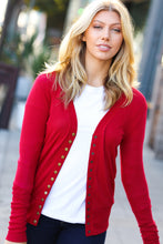 Load image into Gallery viewer, Day On The Town Red Snap Button Rib Cardigan
