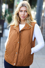 Load image into Gallery viewer, Layer Up Camel High Neck Quilted Puffer Vest
