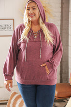 Load image into Gallery viewer, Mauve Two-Tone Leopard Print Lace Up Hoodie
