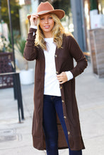 Load image into Gallery viewer, Walk The Walk Brown Ribbed Longline Cardigan

