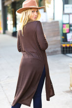Load image into Gallery viewer, Walk The Walk Brown Ribbed Longline Cardigan

