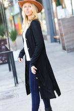 Load image into Gallery viewer, Walk The Walk Black Ribbed Longline Cardigan
