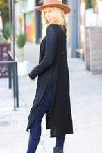 Load image into Gallery viewer, Walk The Walk Black Ribbed Longline Cardigan
