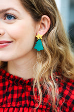 Load image into Gallery viewer, Christmas Tree Clay Dangle Earrings
