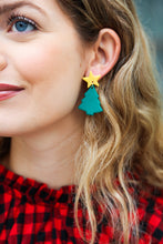 Load image into Gallery viewer, Christmas Tree Clay Dangle Earrings
