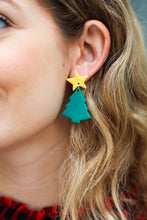 Load image into Gallery viewer, Christmas Tree Clay Dangle Earrings
