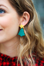 Load image into Gallery viewer, Christmas Tree Clay Dangle Earrings
