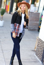 Load image into Gallery viewer, Seize The Day Black Denim &amp; Plaid Cut Edge Jacket
