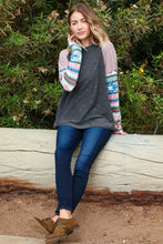 Load image into Gallery viewer, Distressed Jacquard Dolman Aztec Thermal Top
