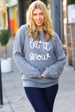 Load image into Gallery viewer, Take Me In Grey Embroidery &quot;Let It Snow&quot; Lurex Sweater
