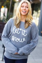 Load image into Gallery viewer, Take Me In Grey Embroidery &quot;Let It Snow&quot; Lurex Sweater
