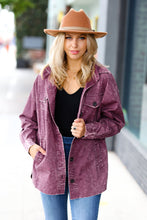 Load image into Gallery viewer, Eggplant Cotton Oversized Vintage Lightweight Washed Shacket
