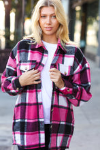Load image into Gallery viewer, Sassy Fuchsia Plaid Flannel Button Down Shacket
