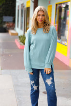 Load image into Gallery viewer, Sage Mineral Wash Rib Knit Pullover Top
