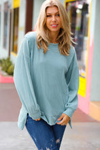 Load image into Gallery viewer, Sage Mineral Wash Rib Knit Pullover Top
