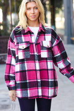 Load image into Gallery viewer, Sassy Fuchsia Plaid Flannel Button Down Shacket
