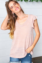 Load image into Gallery viewer, Vintage Coral Two Tone V Neck Ruffle Sleeve Top
