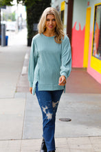 Load image into Gallery viewer, Sage Mineral Wash Rib Knit Pullover Top
